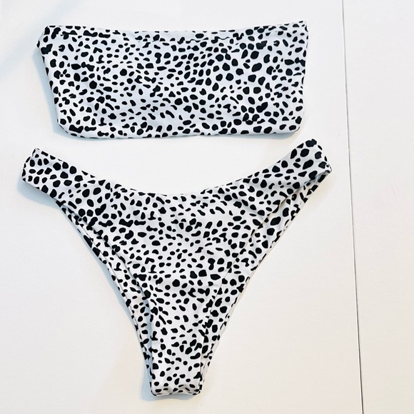 ZAFUL — BLACK & WHITE SPECKLED STRAPLESS BIKINI, BRAND NEW, SIZE US SMALL (US 4) - Picture 5 of 12